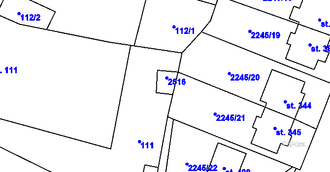 Parcela st. 266 v KÚ Chornice, Katastrální mapa