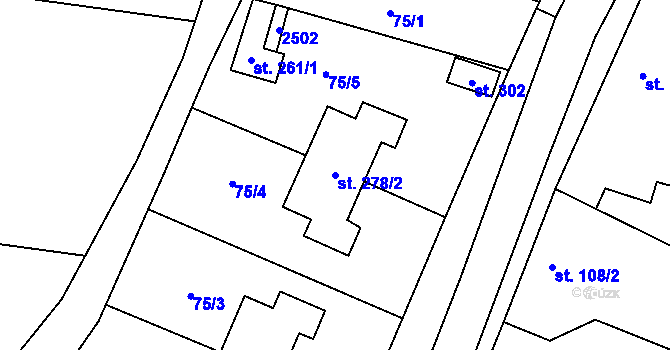Parcela st. 278/2 v KÚ Chornice, Katastrální mapa