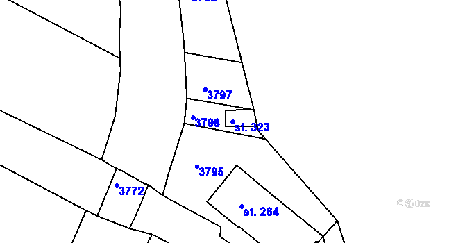 Parcela st. 323 v KÚ Chornice, Katastrální mapa