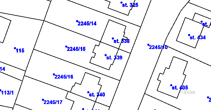 Parcela st. 339 v KÚ Chornice, Katastrální mapa