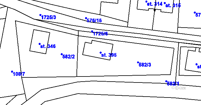 Parcela st. 395 v KÚ Chornice, Katastrální mapa