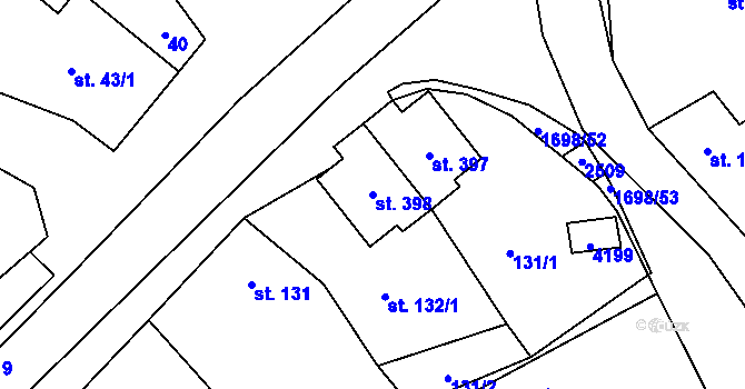 Parcela st. 398 v KÚ Chornice, Katastrální mapa