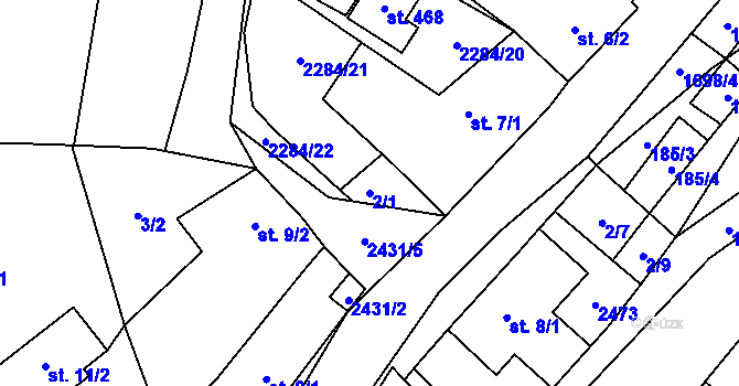 Parcela st. 2/1 v KÚ Chornice, Katastrální mapa