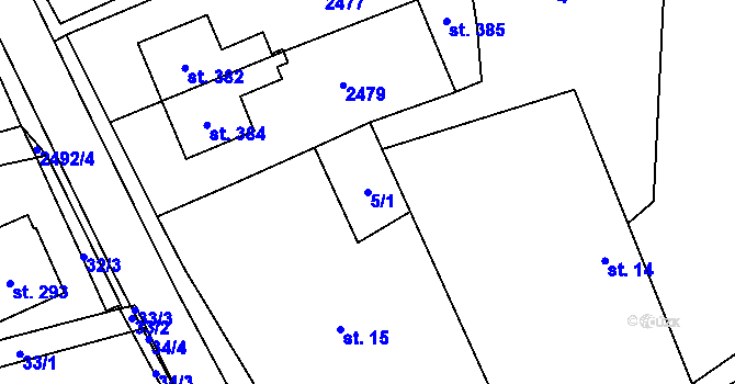 Parcela st. 5/1 v KÚ Chornice, Katastrální mapa