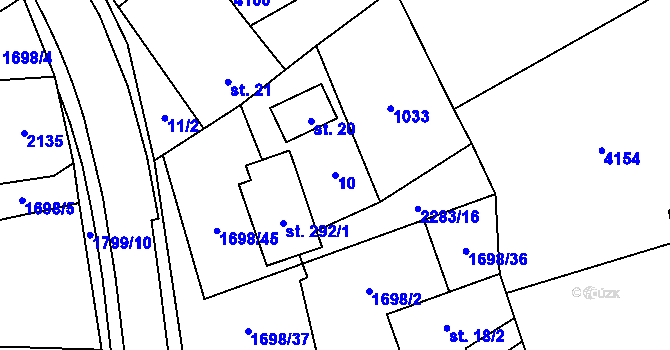 Parcela st. 10 v KÚ Chornice, Katastrální mapa