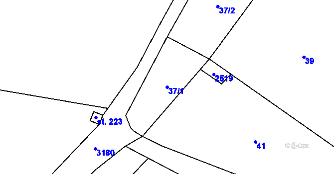Parcela st. 37/1 v KÚ Chornice, Katastrální mapa