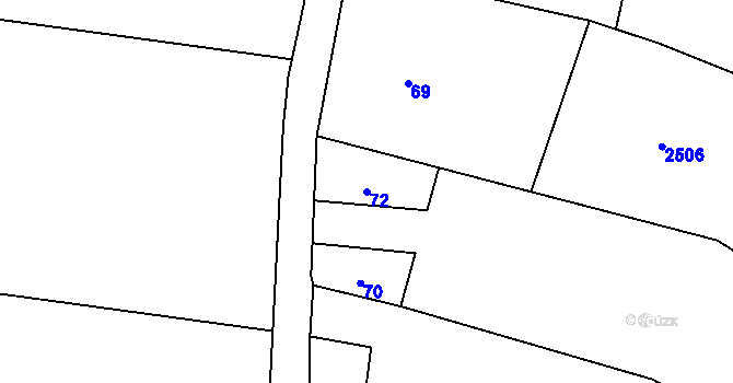 Parcela st. 72 v KÚ Chornice, Katastrální mapa