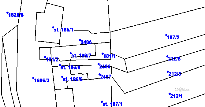 Parcela st. 181/1 v KÚ Chornice, Katastrální mapa