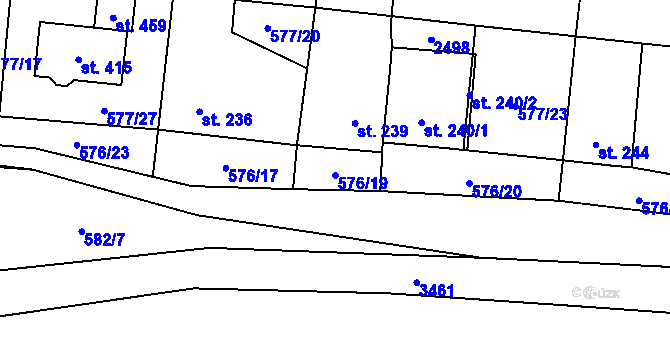Parcela st. 576/19 v KÚ Chornice, Katastrální mapa