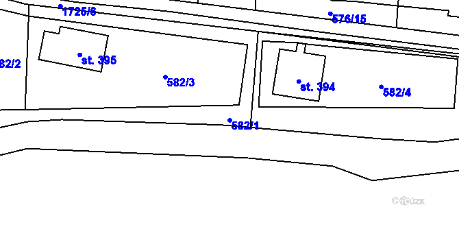 Parcela st. 582/1 v KÚ Chornice, Katastrální mapa