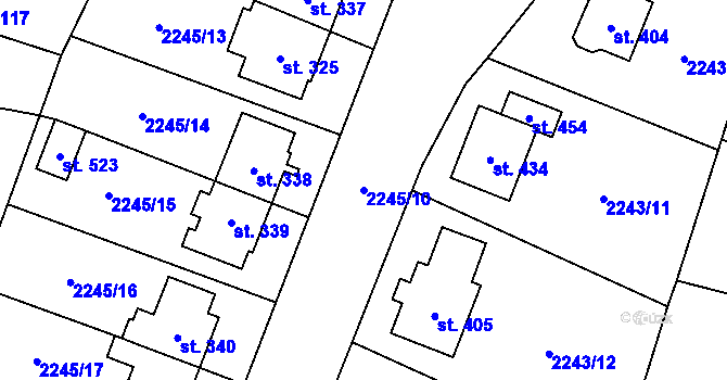 Parcela st. 2245/10 v KÚ Chornice, Katastrální mapa