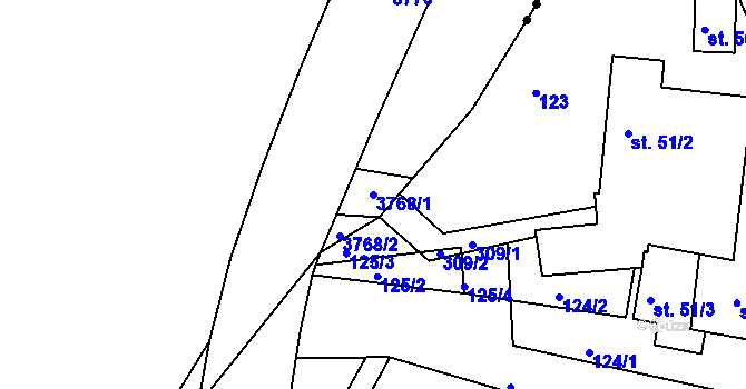 Parcela st. 3768/1 v KÚ Chornice, Katastrální mapa
