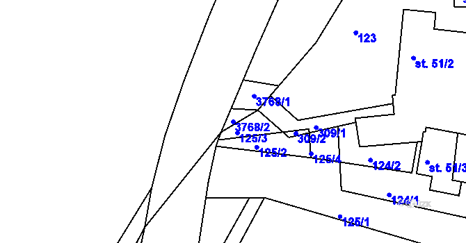 Parcela st. 3768/2 v KÚ Chornice, Katastrální mapa