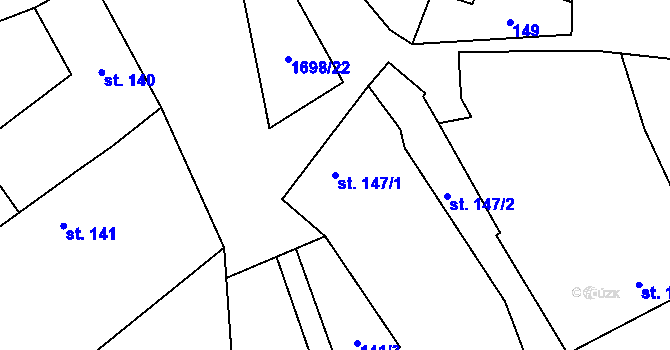 Parcela st. 147/1 v KÚ Chornice, Katastrální mapa