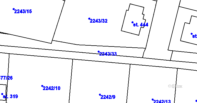 Parcela st. 2243/33 v KÚ Chornice, Katastrální mapa