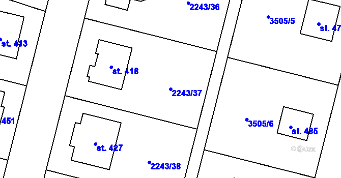 Parcela st. 2243/37 v KÚ Chornice, Katastrální mapa