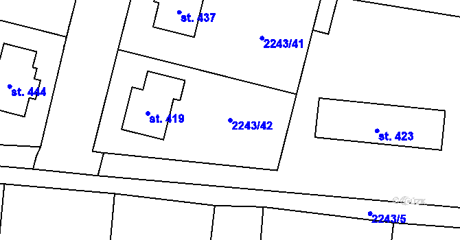Parcela st. 2243/42 v KÚ Chornice, Katastrální mapa