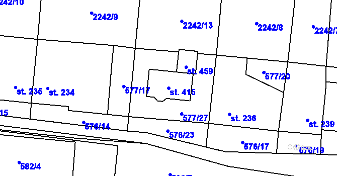 Parcela st. 415 v KÚ Chornice, Katastrální mapa