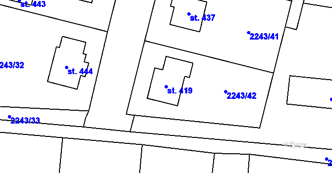 Parcela st. 419 v KÚ Chornice, Katastrální mapa