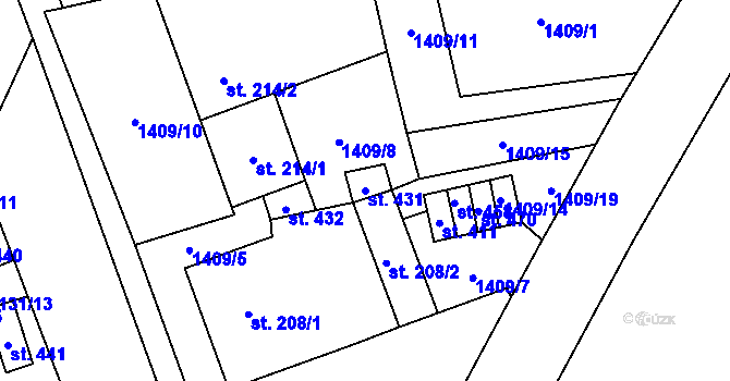 Parcela st. 431 v KÚ Chornice, Katastrální mapa