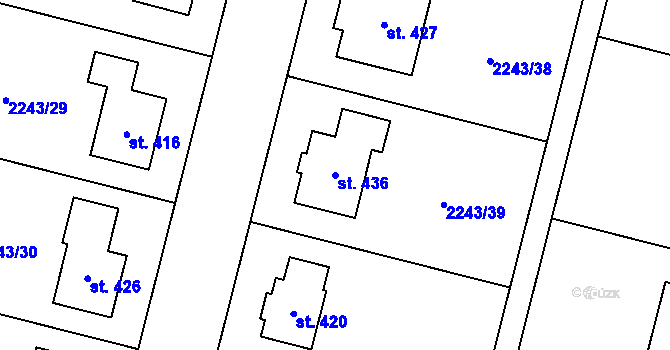 Parcela st. 436 v KÚ Chornice, Katastrální mapa