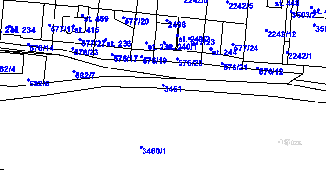 Parcela st. 3461 v KÚ Chornice, Katastrální mapa