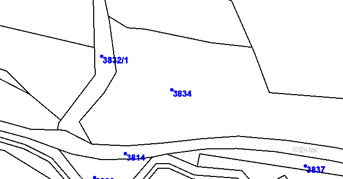 Parcela st. 3834 v KÚ Chornice, Katastrální mapa