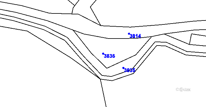 Parcela st. 3836 v KÚ Chornice, Katastrální mapa