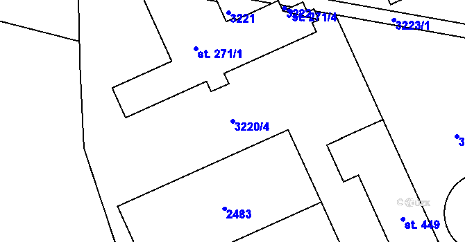 Parcela st. 3220/4 v KÚ Chornice, Katastrální mapa