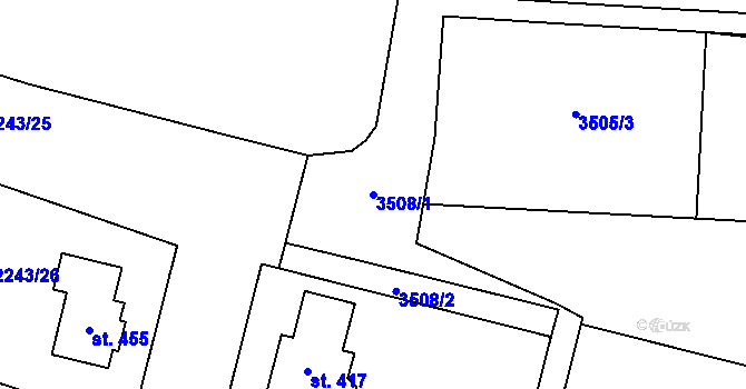 Parcela st. 3508/1 v KÚ Chornice, Katastrální mapa