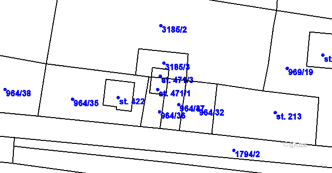 Parcela st. 471/2 v KÚ Chornice, Katastrální mapa