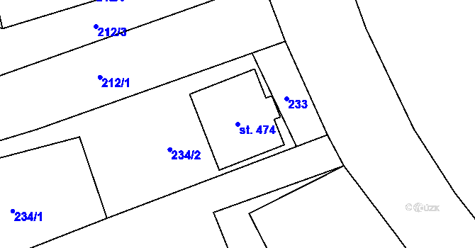 Parcela st. 474 v KÚ Chornice, Katastrální mapa