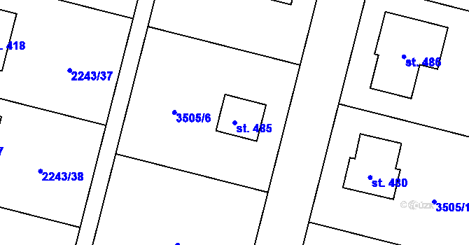 Parcela st. 485 v KÚ Chornice, Katastrální mapa