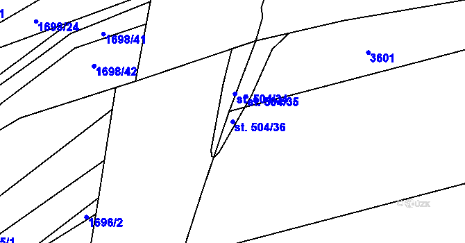 Parcela st. 504/36 v KÚ Chornice, Katastrální mapa