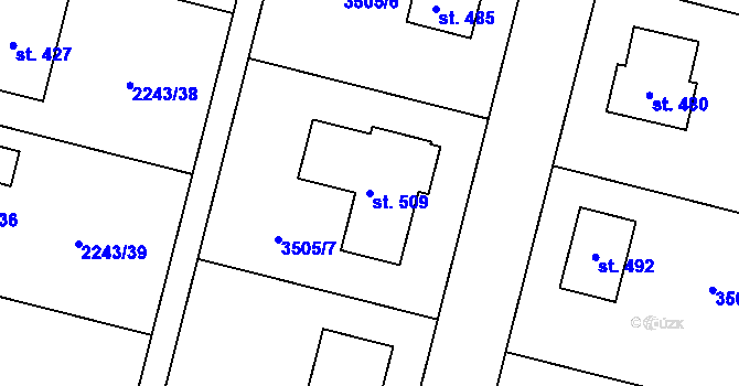 Parcela st. 509 v KÚ Chornice, Katastrální mapa