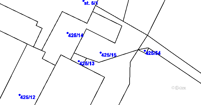 Parcela st. 425/15 v KÚ Choroušky, Katastrální mapa