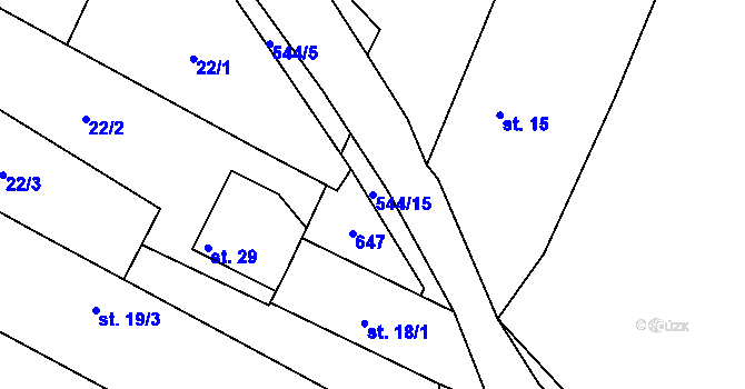 Parcela st. 544/15 v KÚ Choroušky, Katastrální mapa