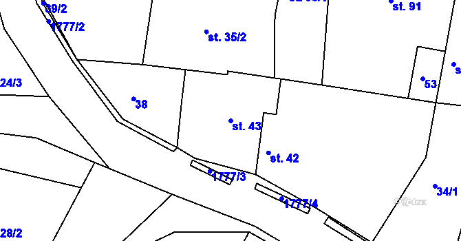 Parcela st. 43 v KÚ Chorušice, Katastrální mapa