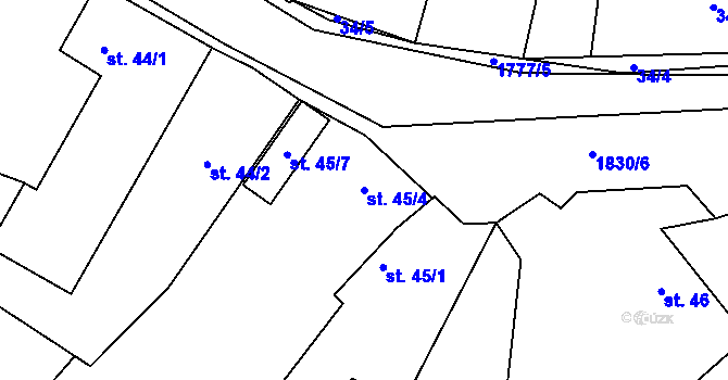 Parcela st. 45/4 v KÚ Chorušice, Katastrální mapa