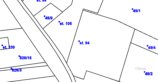 Parcela st. 94 v KÚ Chorušice, Katastrální mapa