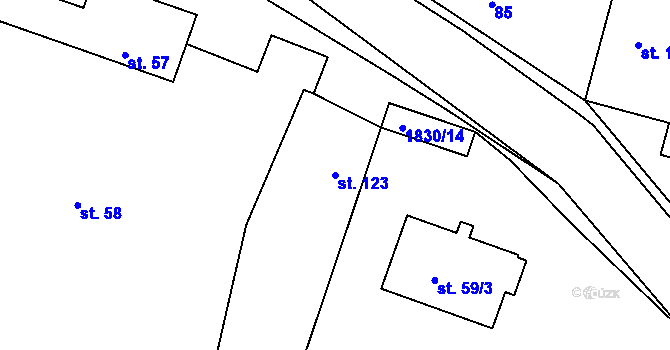 Parcela st. 123 v KÚ Chorušice, Katastrální mapa