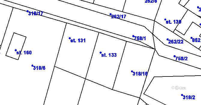 Parcela st. 133 v KÚ Velký Újezd u Chorušic, Katastrální mapa