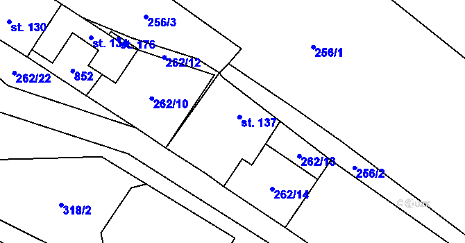 Parcela st. 137 v KÚ Velký Újezd u Chorušic, Katastrální mapa