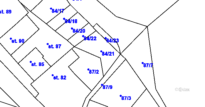 Parcela st. 84/21 v KÚ Velký Újezd u Chorušic, Katastrální mapa
