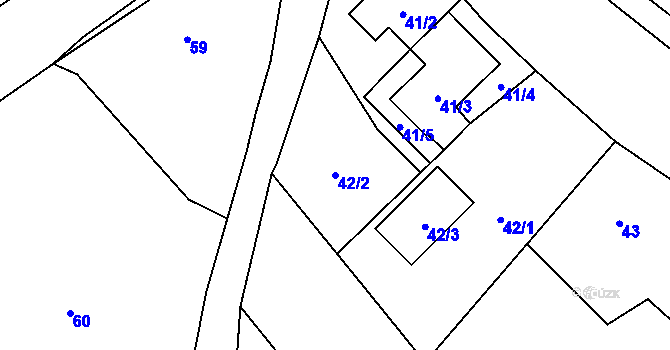Parcela st. 42/2 v KÚ Choryně, Katastrální mapa