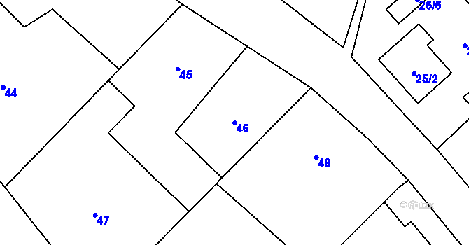 Parcela st. 46 v KÚ Choryně, Katastrální mapa