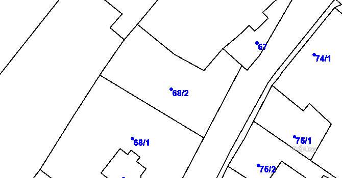 Parcela st. 68/2 v KÚ Choryně, Katastrální mapa
