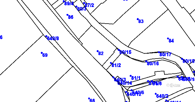 Parcela st. 82 v KÚ Choryně, Katastrální mapa