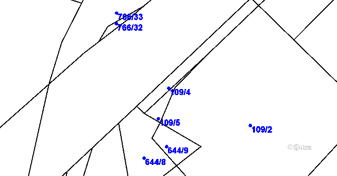Parcela st. 109/4 v KÚ Choryně, Katastrální mapa