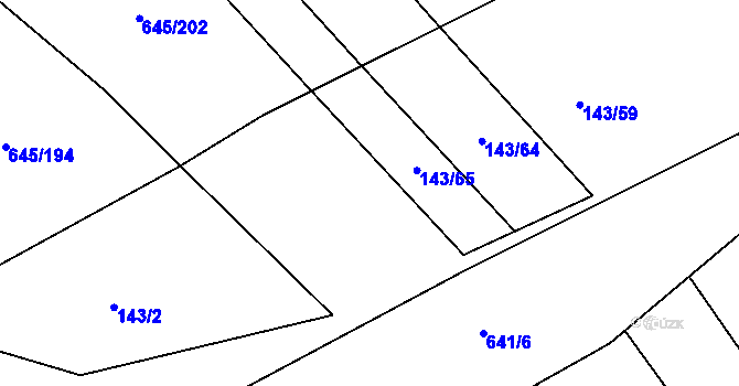 Parcela st. 143/66 v KÚ Choryně, Katastrální mapa